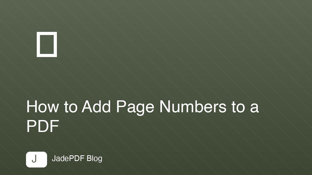 How to Add Page Numbers to a PDF